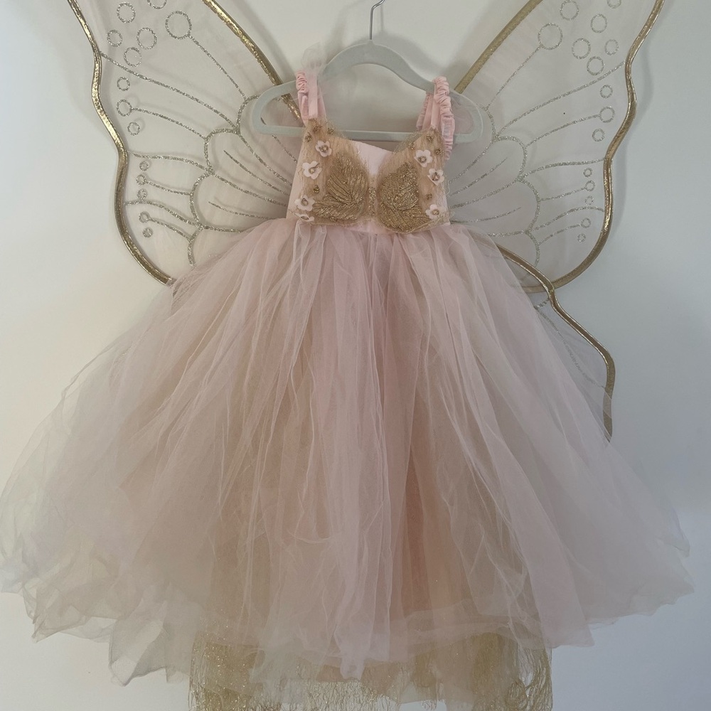 Pottery Barn Kids Halloween Pink and Gold Fairy Dress 4-6Y